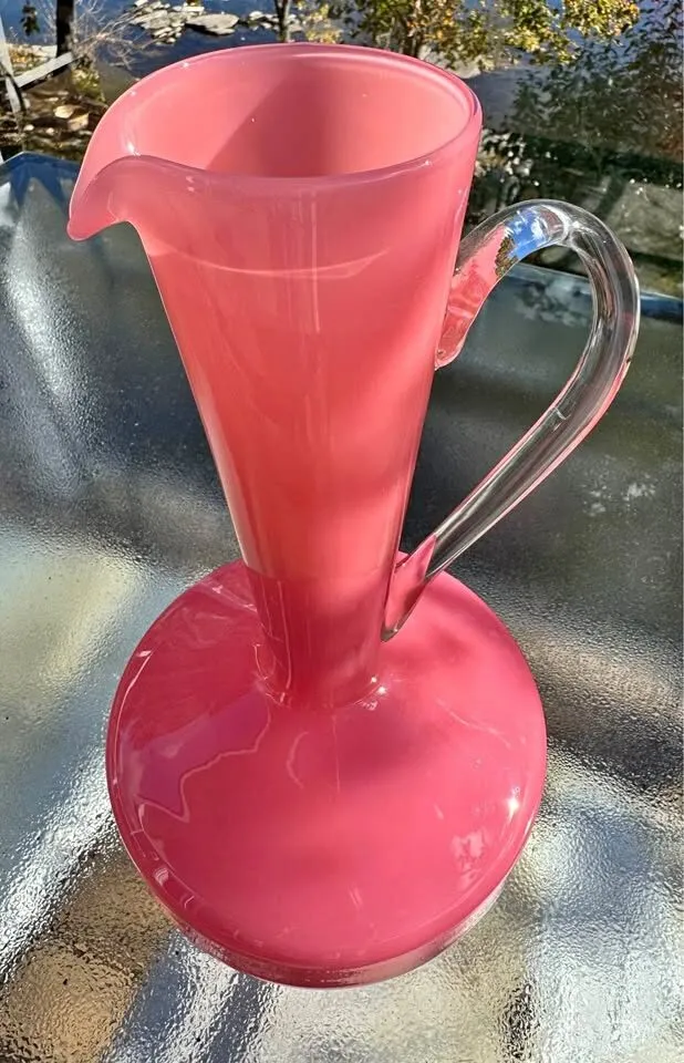 Vintage Mid-Century Pink Italian Glass Ewer Pitcher - 1960s - photo 2