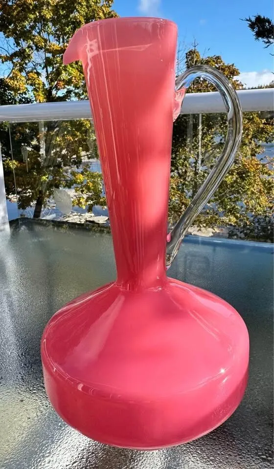Vintage Mid-Century Pink Italian Glass Ewer Pitcher - 1960s - photo 3