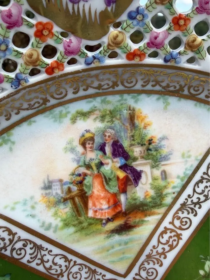 Antique Schumann Bavaria Dresden Reticulated Plate (c.1920) - photo 8