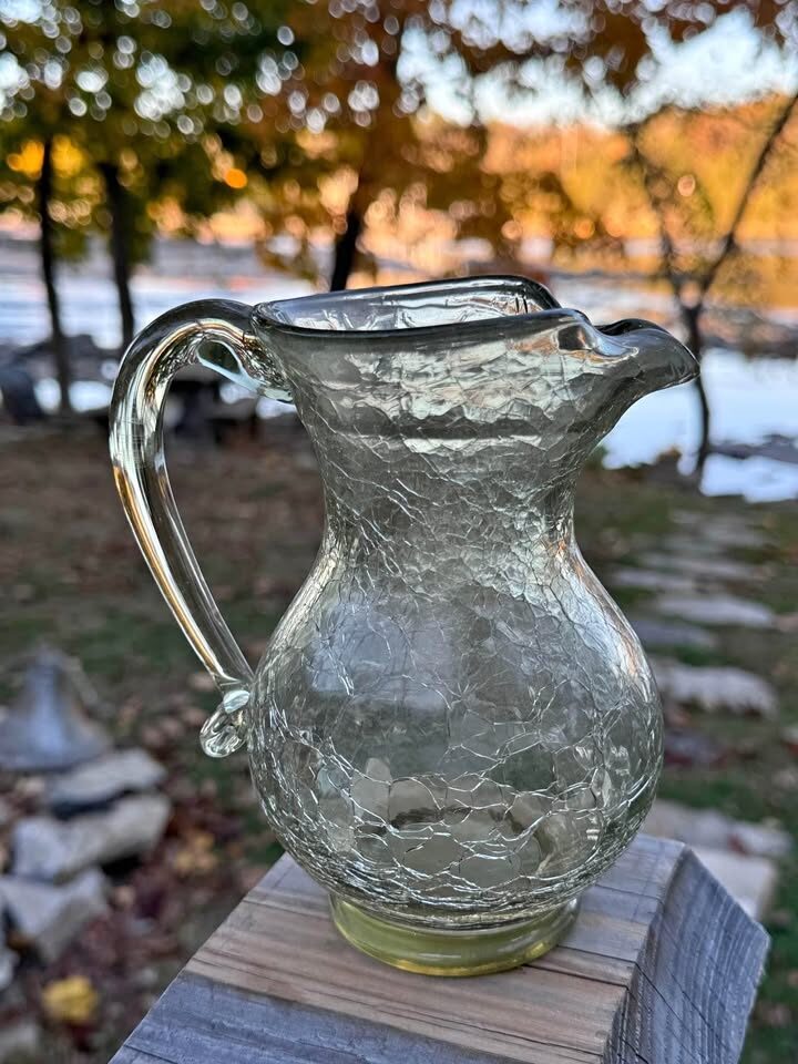Vintage Miniature Crackle Glass Pitcher - photo 1