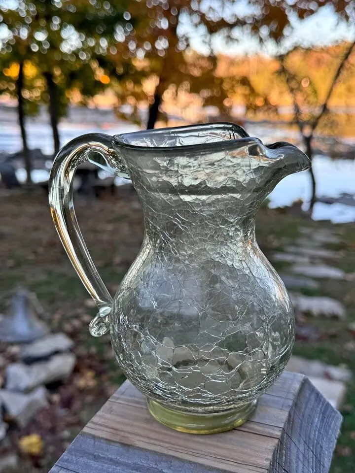 Vintage Miniature Crackle Glass Pitcher - photo 1