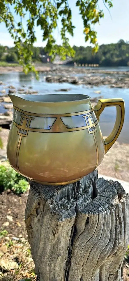 Circa 1915 Wm. Guerin & Co. Limoges Jug - Hand-Painted Art Deco Faux Marbre - photo 2