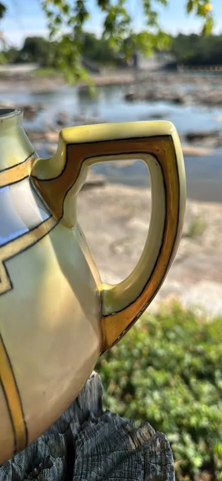 Circa 1915 Wm. Guerin & Co. Limoges Jug - Hand-Painted Art Deco Faux Marbre - photo 3