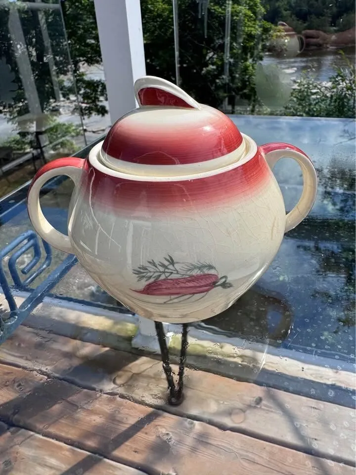 Vintage Susie Cooper "Tiger Lily" Sugar Bowl or Replacement Lid 1930s - photo 2
