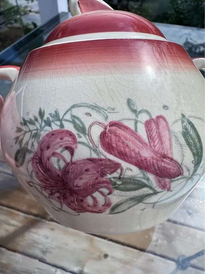 Vintage Susie Cooper "Tiger Lily" Sugar Bowl or Replacement Lid 1930s - photo 6