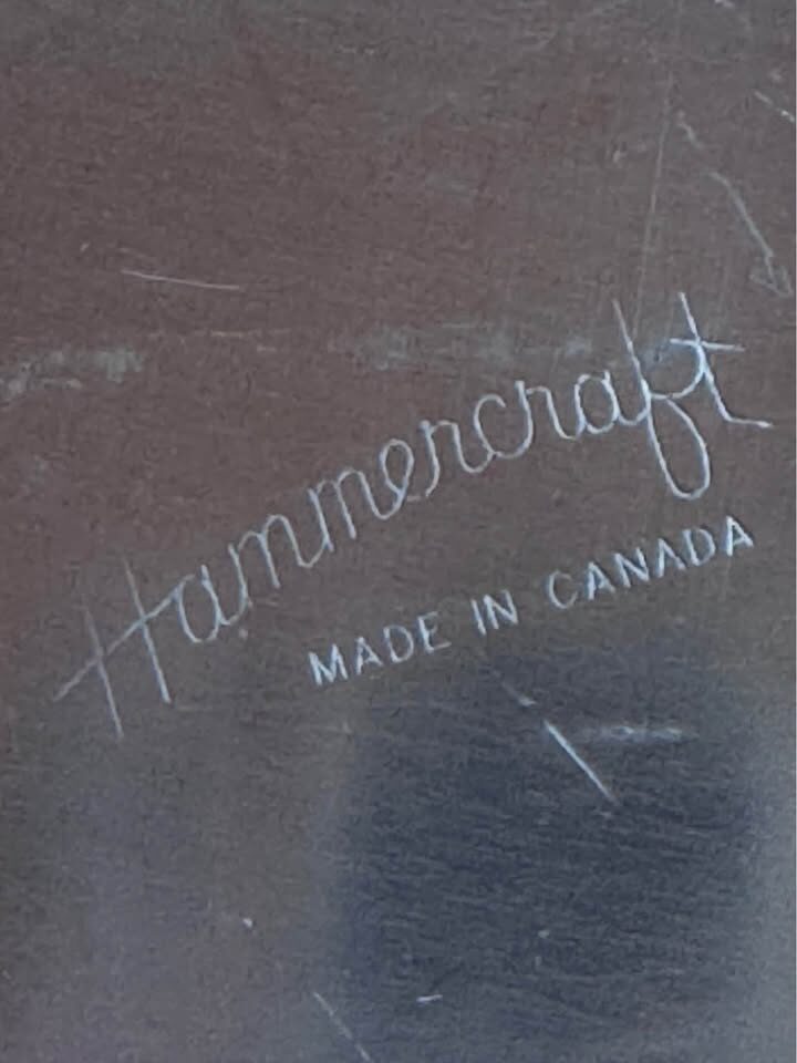 Vintage 1950s Hammercraft Canada Hammered Aluminum Serving Tray Pinecone Motif - photo 5