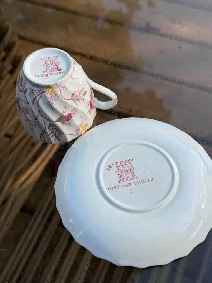 Vintage Copeland Spode "Rosebud Chintz" Demitasse Cup & Saucer Set - photo 3