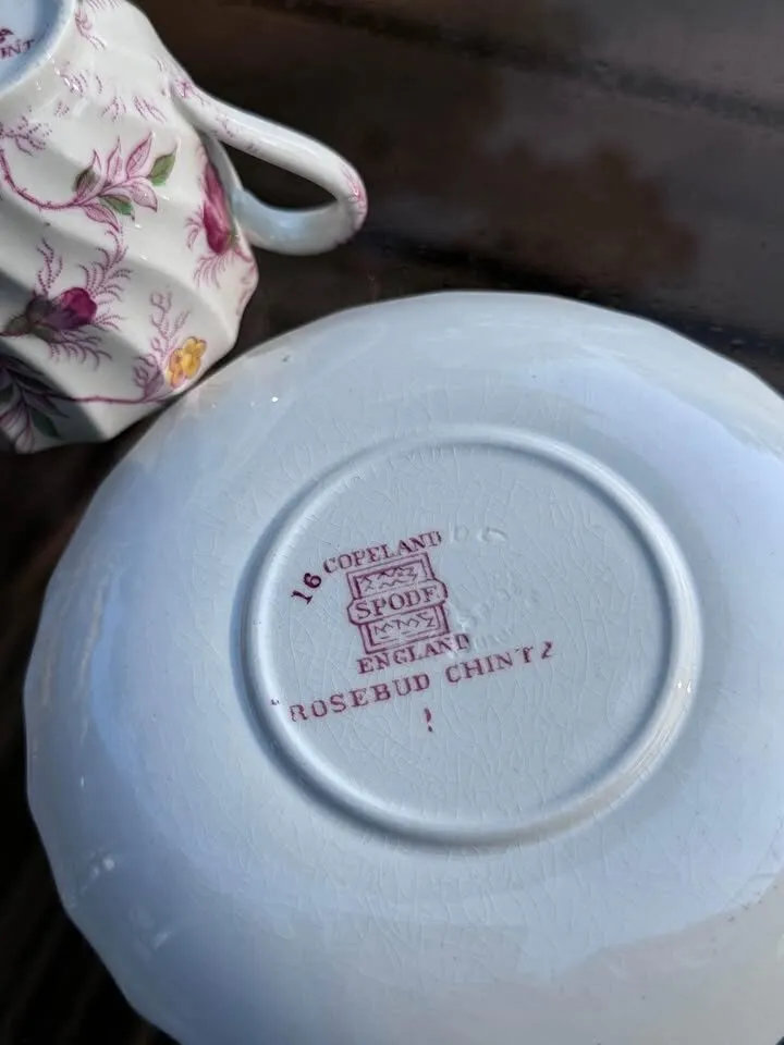 Vintage Copeland Spode "Rosebud Chintz" Demitasse Cup & Saucer Set - photo 4