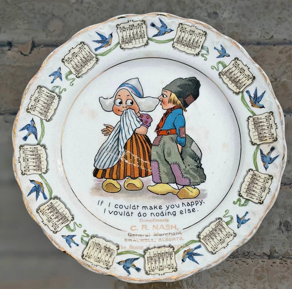 Rare 1916 Antique Calendar Plate – Swalwell, Alberta Pioneer History (8") - photo 1