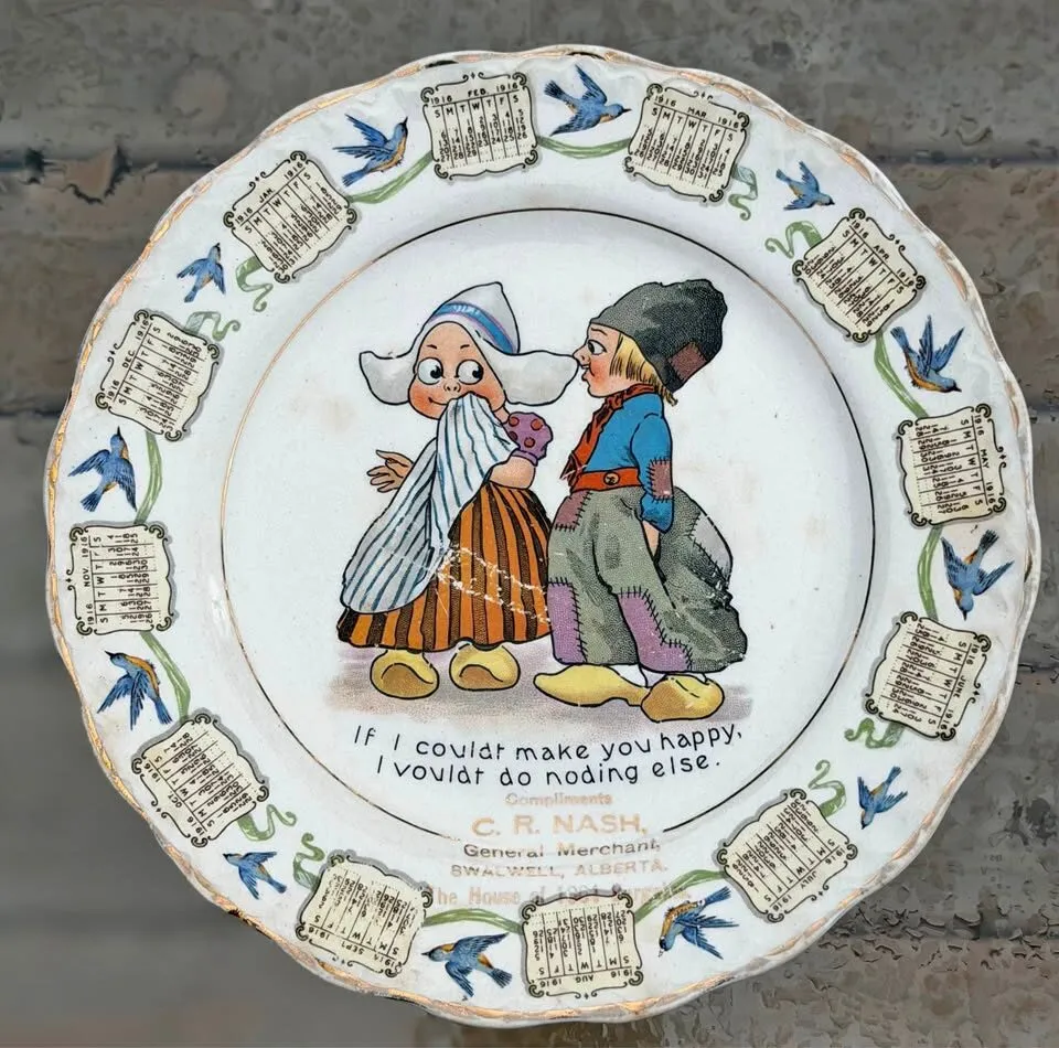 Rare 1916 Antique Calendar Plate – Swalwell, Alberta Pioneer History (8") - photo 1