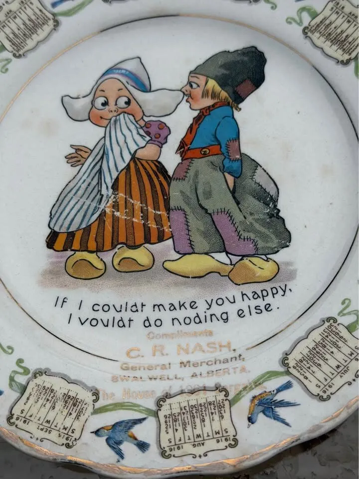 Rare 1916 Antique Calendar Plate – Swalwell, Alberta Pioneer History (8") - photo 2