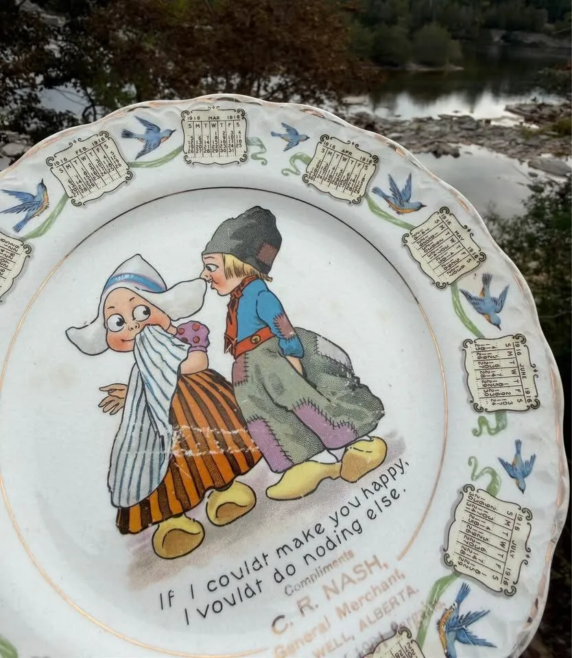 Rare 1916 Antique Calendar Plate – Swalwell, Alberta Pioneer History (8") - photo 7