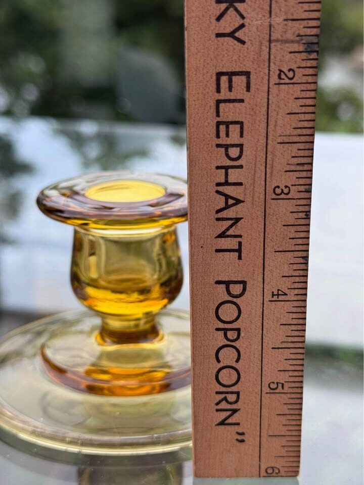 Vintage Amber Glass Candlestick Holder - photo 2