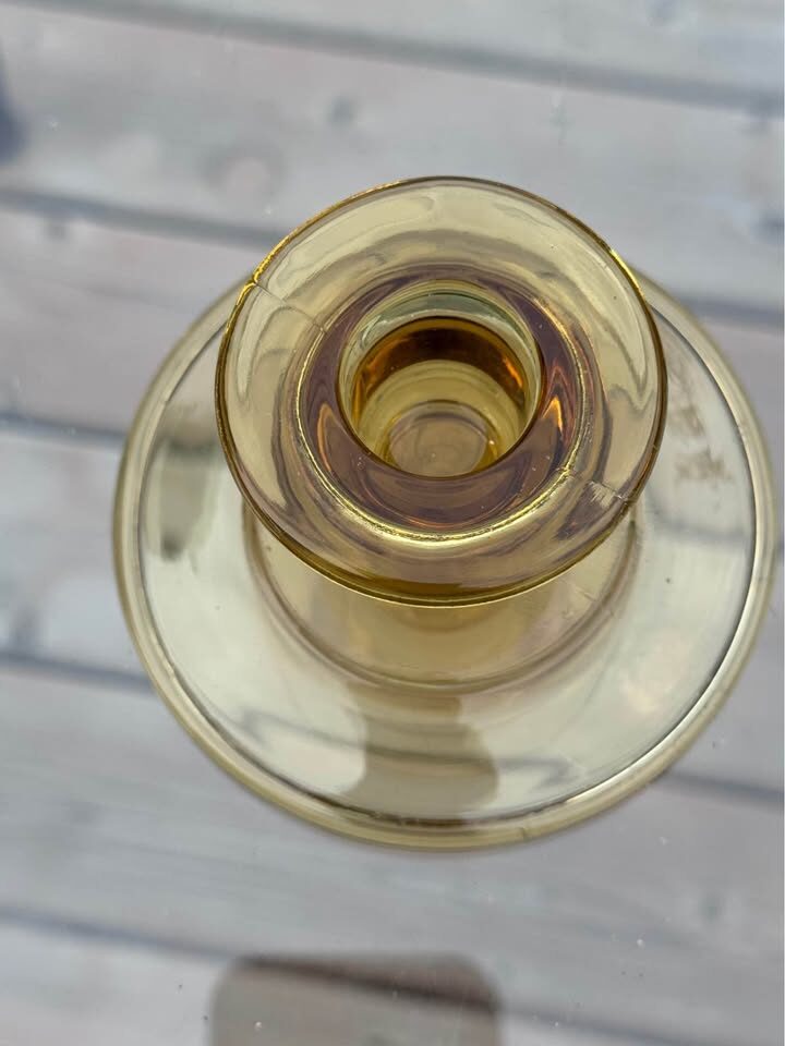 Vintage Amber Glass Candlestick Holder - photo 4