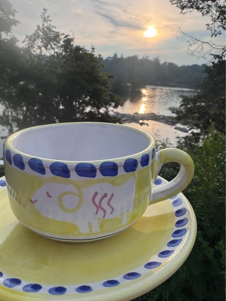 Vintage Italian Pottery Jumbo Cappuccino Cups & Saucers (Set of 2) - photo 9