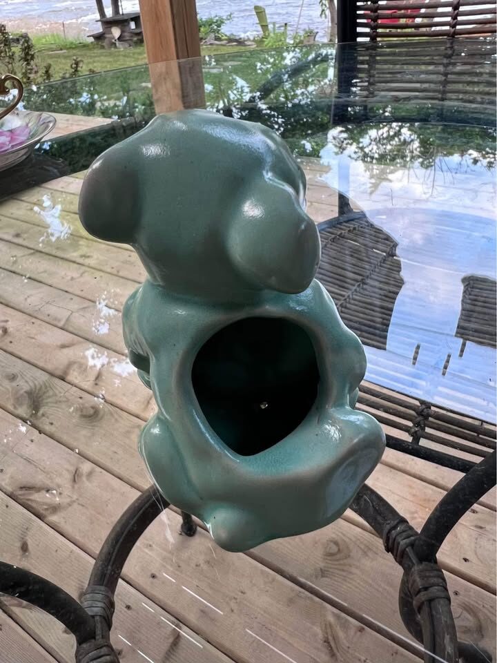 Vintage Morton Pottery Turquoise Bulldog Planter - 1940s Art Deco Ceramic - photo 2