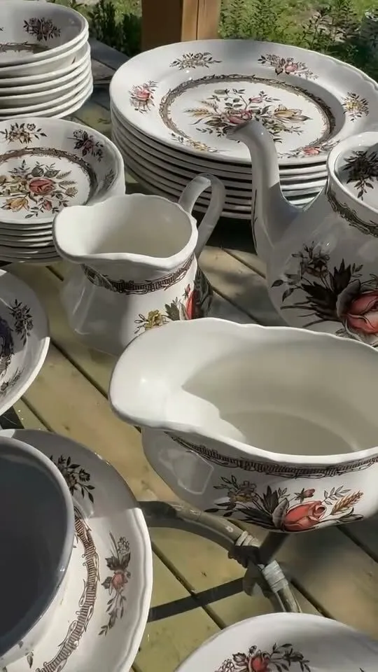 Vintage Wood & Sons "Rosedale" English Ironstone 55 Piece Tableware Set - photo 1