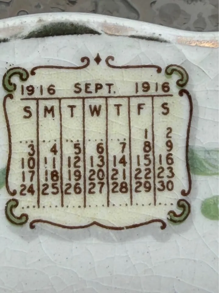 Antique World War I -1916 & 1917 Calendar Plates - Matching Set - photo 5