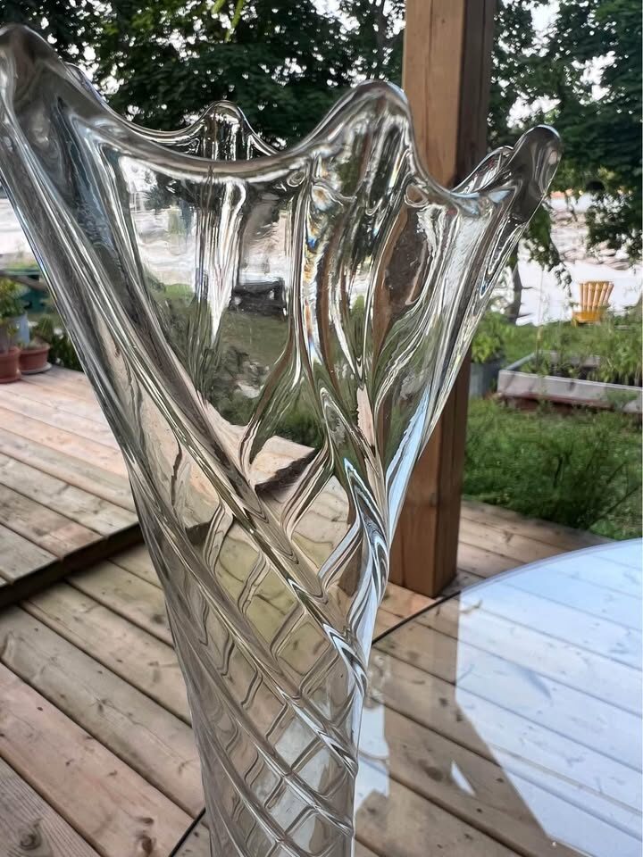 Antique Dugan "Spiralex" Clear Swung Glass Vase - 1900s - photo 2