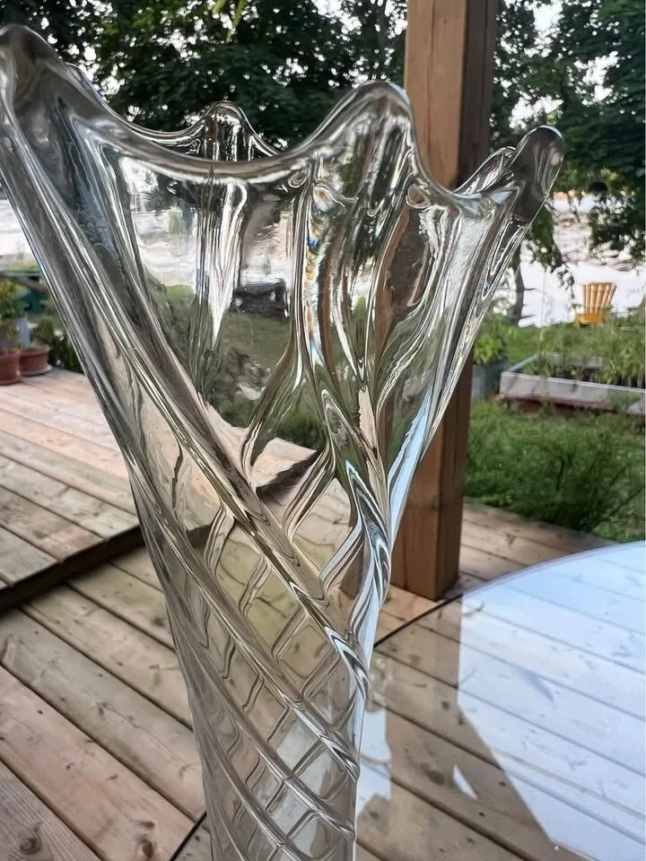 Antique Dugan "Spiralex" Clear Swung Glass Vase - 1900s - photo 2