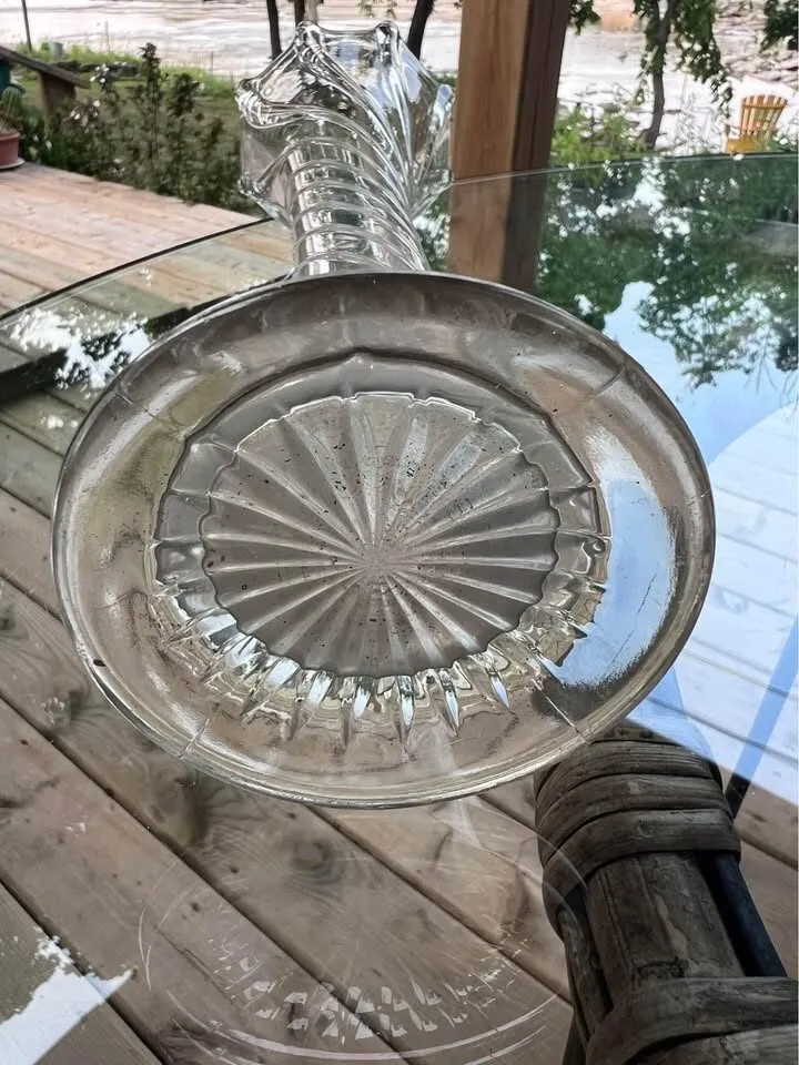 Antique Dugan "Spiralex" Clear Swung Glass Vase - 1900s - photo 3