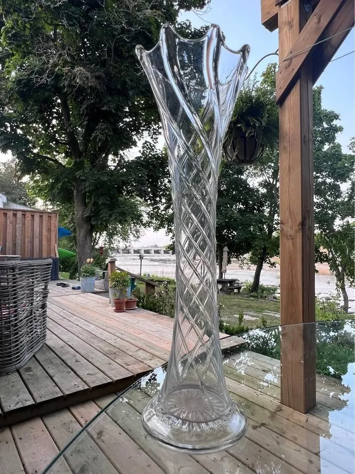 Antique Dugan "Spiralex" Clear Swung Glass Vase - 1900s - photo 4