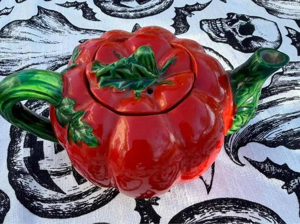 Vintage Mid-Century "Tomato Ware" / Pumpkin Ceramic Tea & Condiment Set - Made in Japan - photo 6
