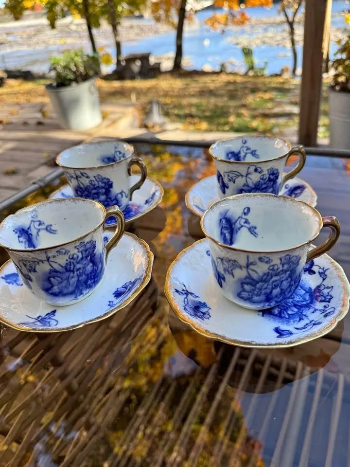 Flow Blue Foley Teacup and saucer - photo 1