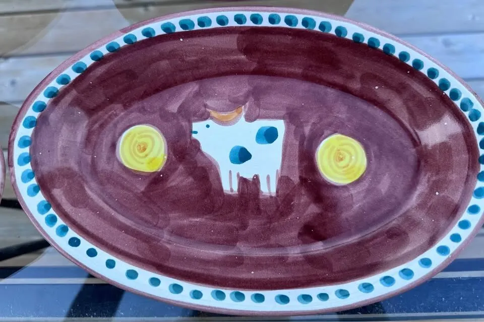 Vintage Italian Vietri "Mucca" Hand-Painted Cow Ceramic Set - 6 Pieces - photo 6