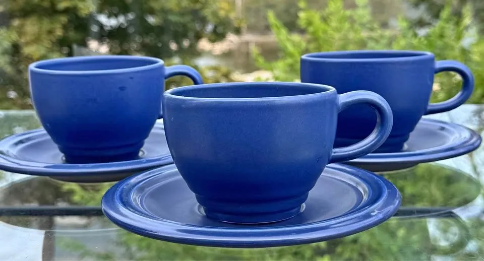 Vintage Pfaltzgraff "Terrace Blueberry" Cup & Saucer Sets - Made in USA (Set of 3) - photo 1
