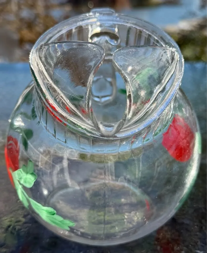 Vintage 1950s Anchor Hocking Tomato Glass Ball Pitcher with Ice Lip - photo 4