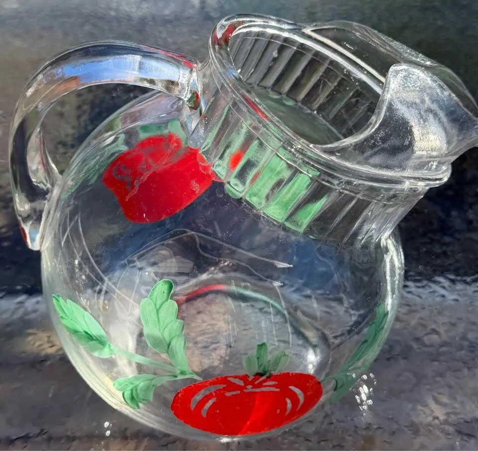 Vintage 1950s Anchor Hocking Tomato Glass Ball Pitcher with Ice Lip - photo 8