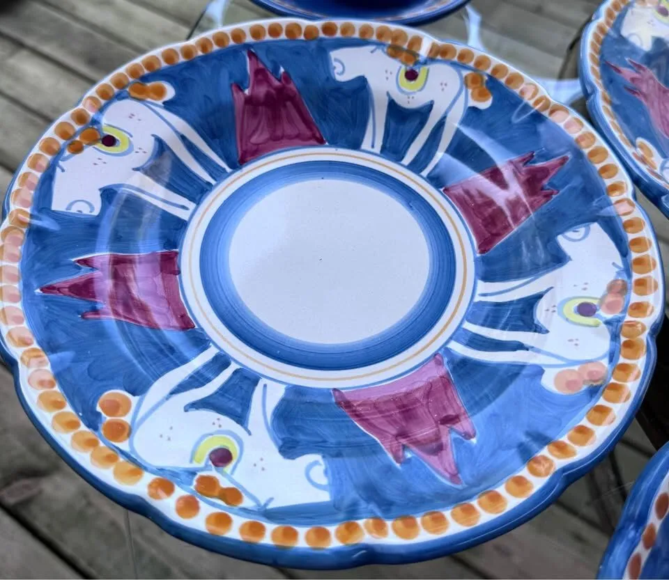 Authentic Italian Vietri "Campagna Cavallo Horse” 7-Piece Ceramic Lunch Set - photo 3