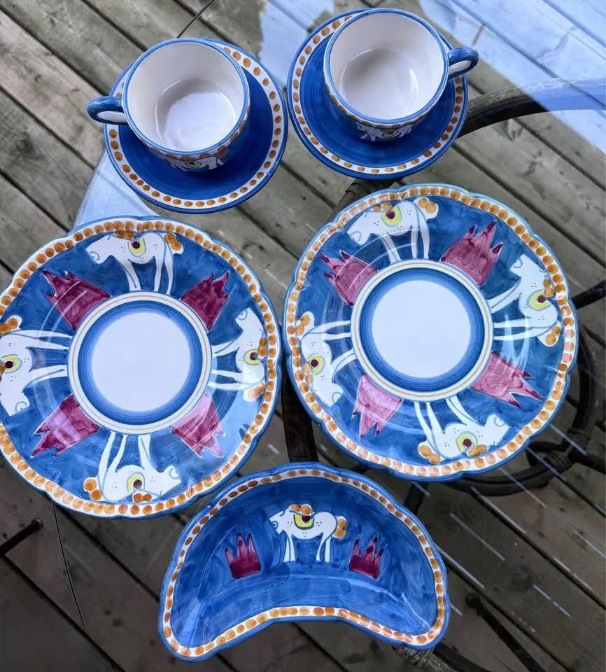 Authentic Italian Vietri "Campagna Cavallo Horse” 7-Piece Ceramic Lunch Set - photo 6