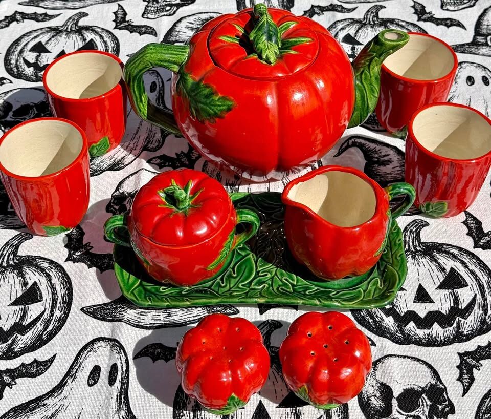 Vintage Maruhon Ware Pumpkin/Tomato Tea & Breakfast Set (10pc) – Fall Decor - photo 2