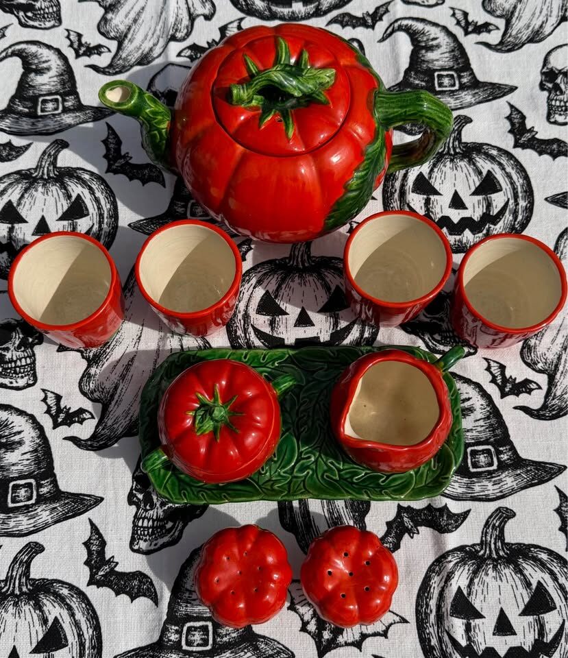 Vintage Maruhon Ware Pumpkin/Tomato Tea & Breakfast Set (10pc) – Fall Decor - photo 3
