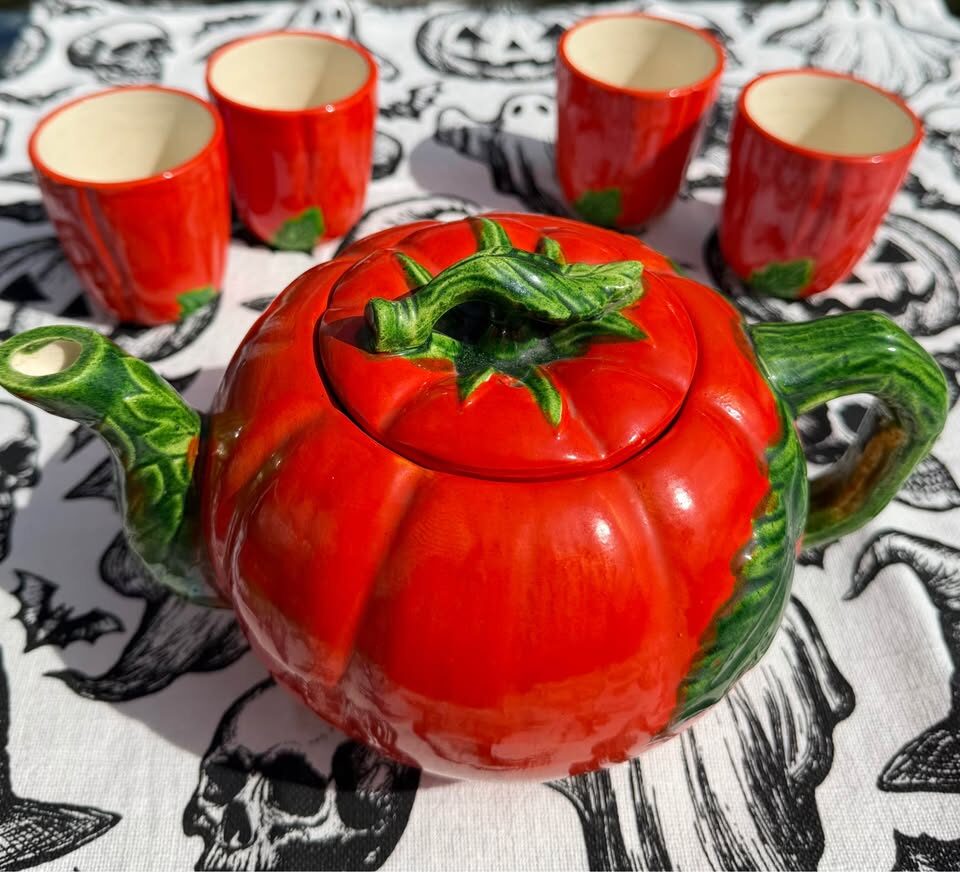 Vintage Maruhon Ware Pumpkin/Tomato Tea & Breakfast Set (10pc) – Fall Decor - photo 4