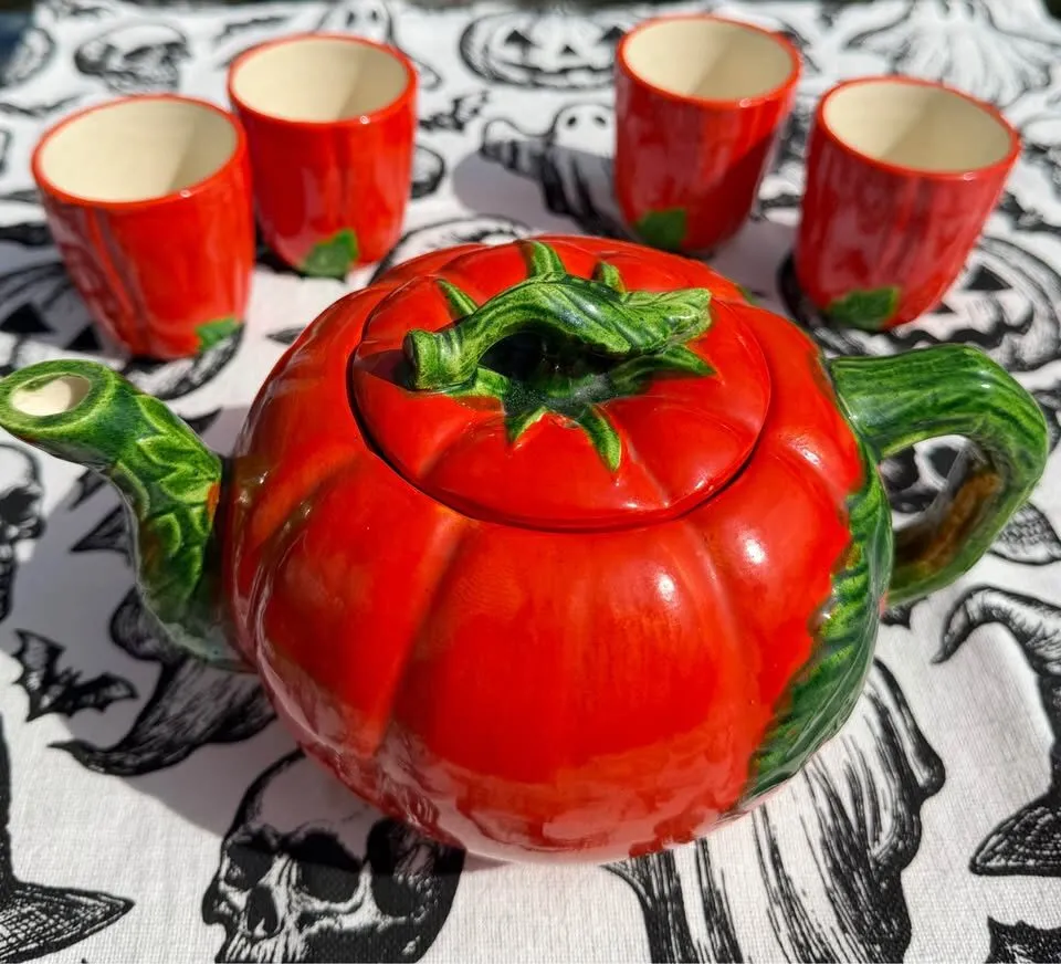 Vintage Maruhon Ware Pumpkin/Tomato Tea & Breakfast Set (10pc) – Fall Decor - photo 4