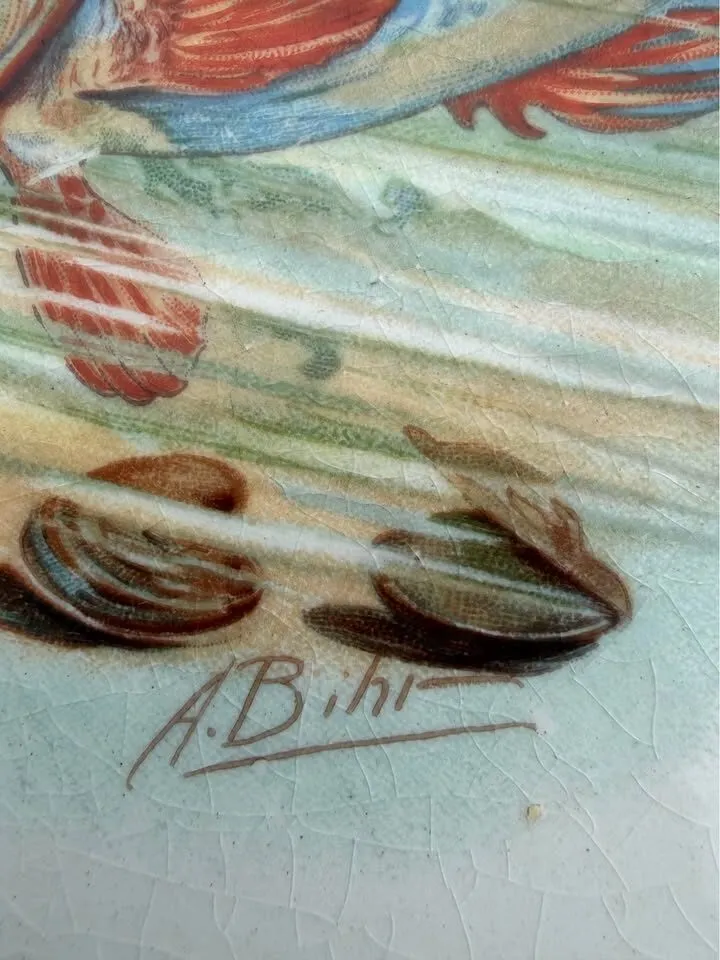 Antique 1914 & 1918 Calendar Plates Pair – Signed Wildlife Art (McNicol Pottery) - photo 5