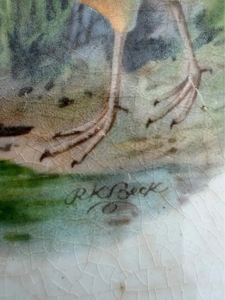 Antique 1914 & 1918 Calendar Plates Pair – Signed Wildlife Art (McNicol Pottery) - photo 6
