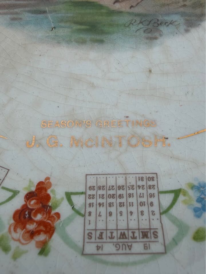 Antique 1914 & 1918 Calendar Plates Pair – Signed Wildlife Art (McNicol Pottery) - photo 7