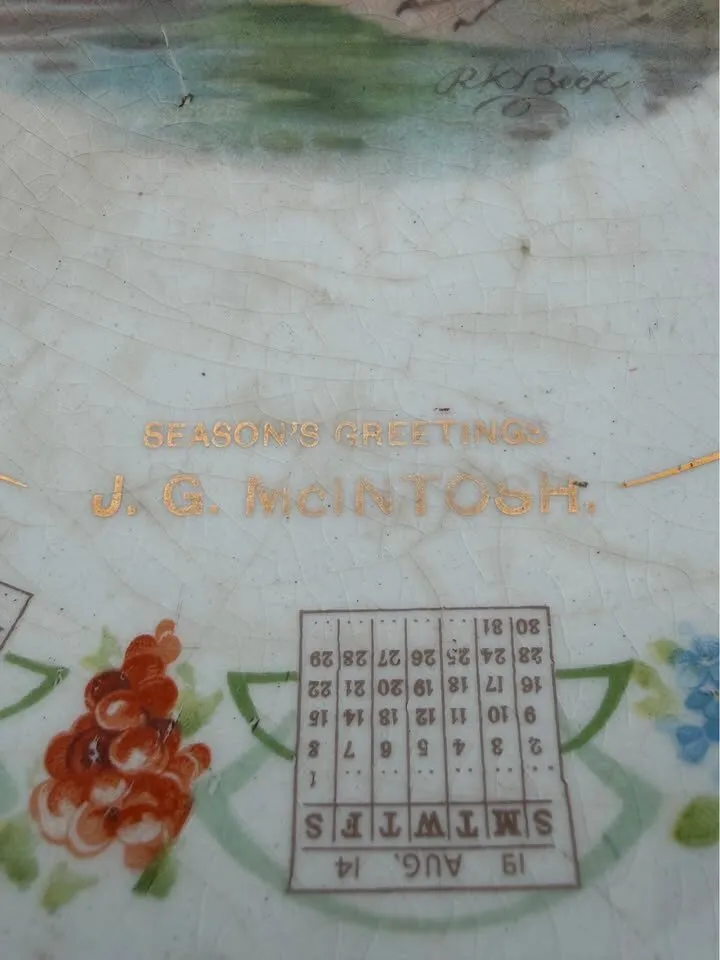 Antique 1914 & 1918 Calendar Plates Pair – Signed Wildlife Art (McNicol Pottery) - photo 7