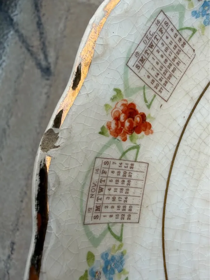 Antique 1914 & 1918 Calendar Plates Pair – Signed Wildlife Art (McNicol Pottery) - photo 9