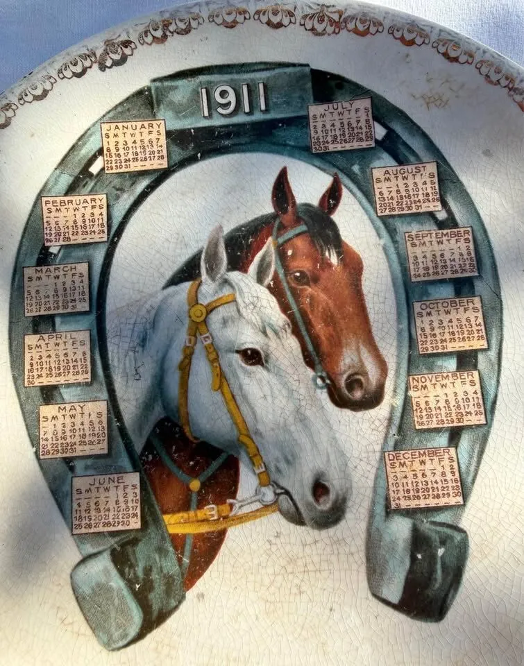 Antique 1911 & 1913 Souvenir Calendar Plates Set (7-Inch) - Harker & Pope-Gosser - photo 1