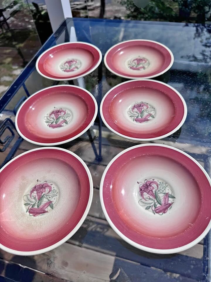 Set of 6 Susie Cooper Tiger Lily Saucers 1930s
