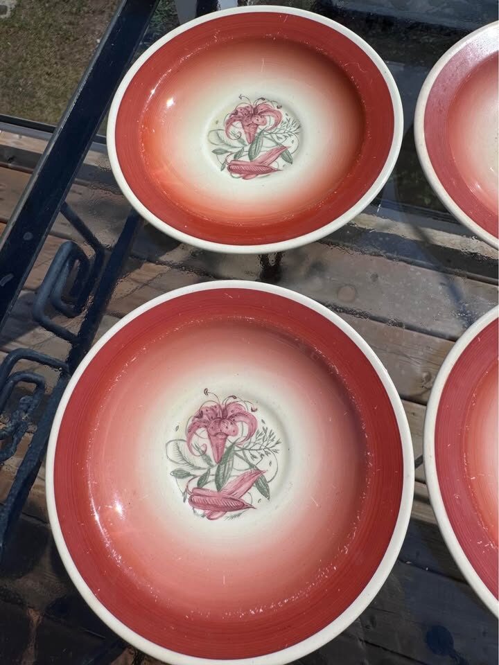 Set of 6 Susie Cooper Tiger Lily Saucers 1930s - photo 2