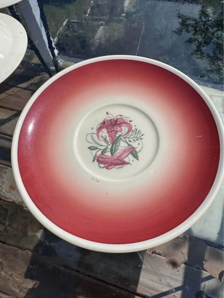 Set of 6 Susie Cooper Tiger Lily Saucers 1930s - photo 4