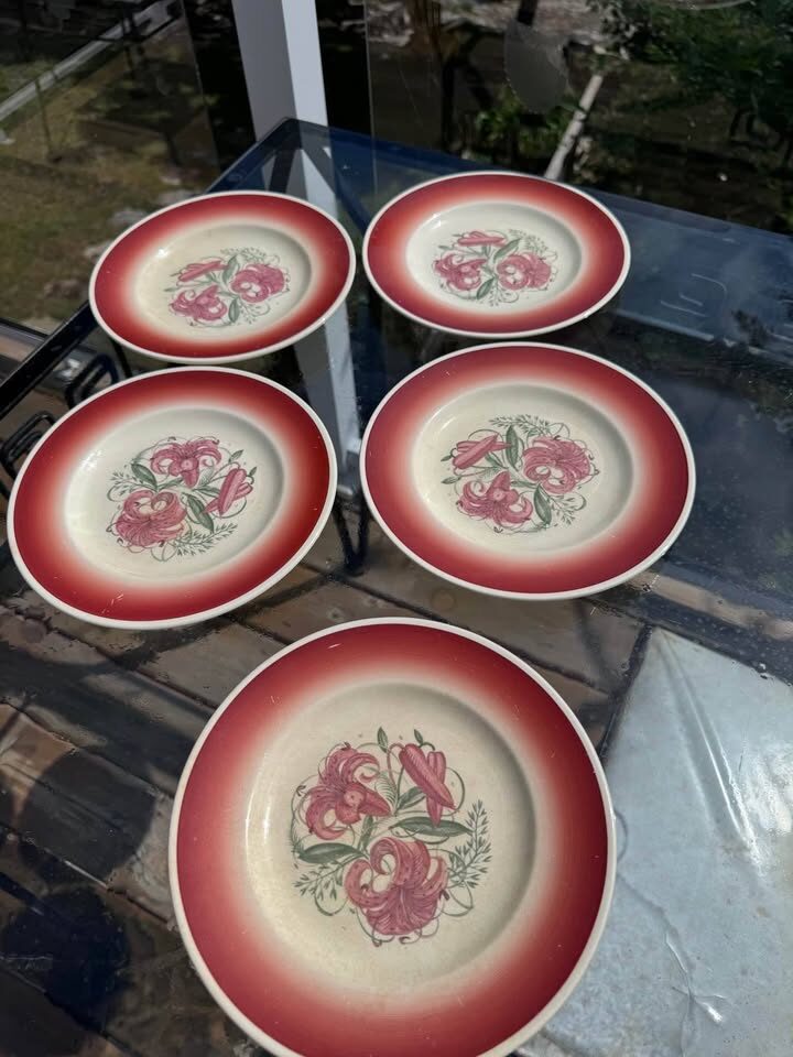 Set of 6 Susie Cooper Tiger Lily Saucers 1930s - photo 5