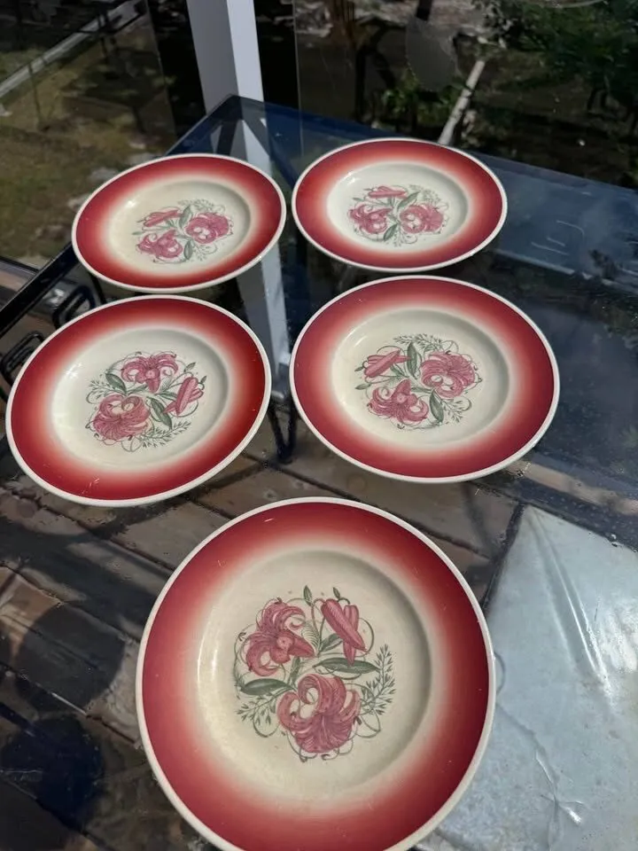 Set of 6 Susie Cooper Tiger Lily Saucers 1930s - photo 5