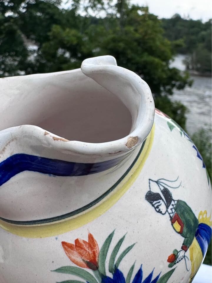 6-Pc Vintage Quimper Pottery Set French Faience Cider/Coffee Service - photo 8
